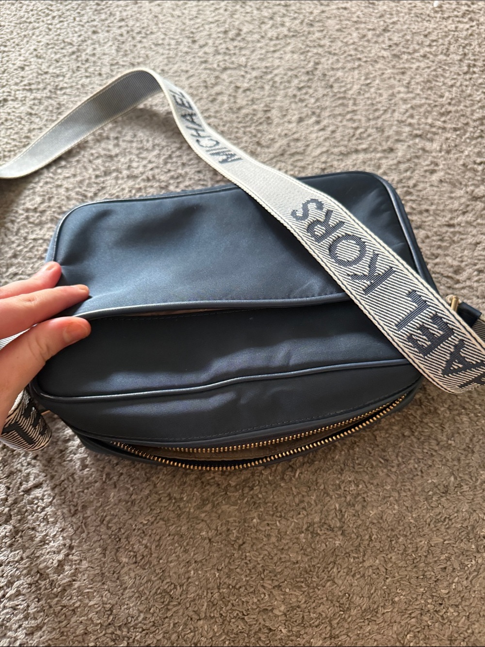 Michael Kors Navy and White Logo Strap Messenger Bag - Picture 4 of 4